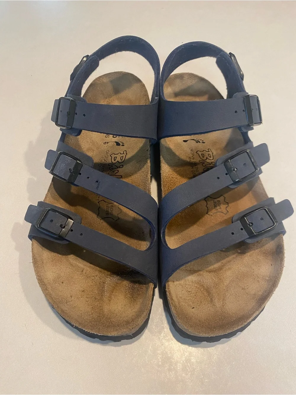 BIRKENSTOCK BIRKI’S ELLICE SLINGBACK SANDAL THREE STRAP BUCKLE NAVY SZ 38